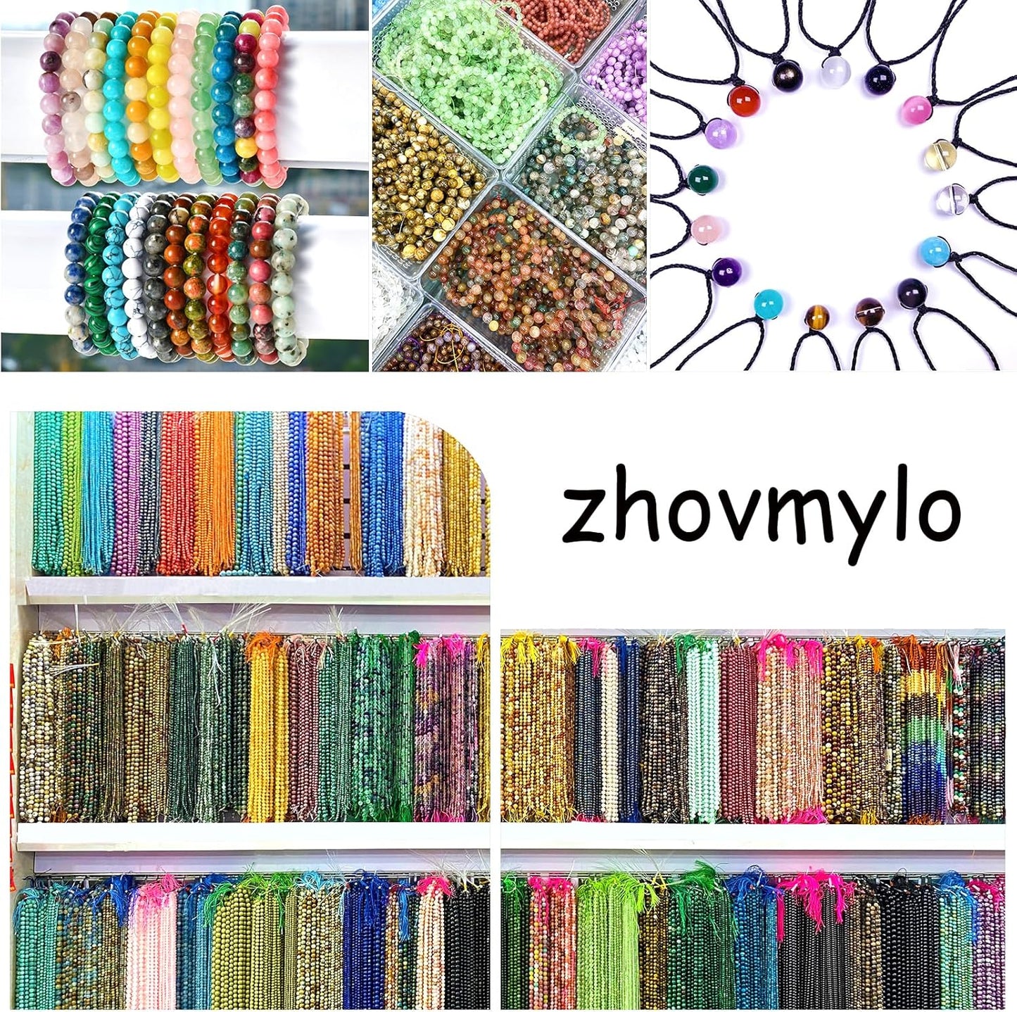 4MM Natural Black Agate Gemstone Beads Round Loose Stone Beads for Jewelry and Bracelets Making 180pcs 2 Strands 32"