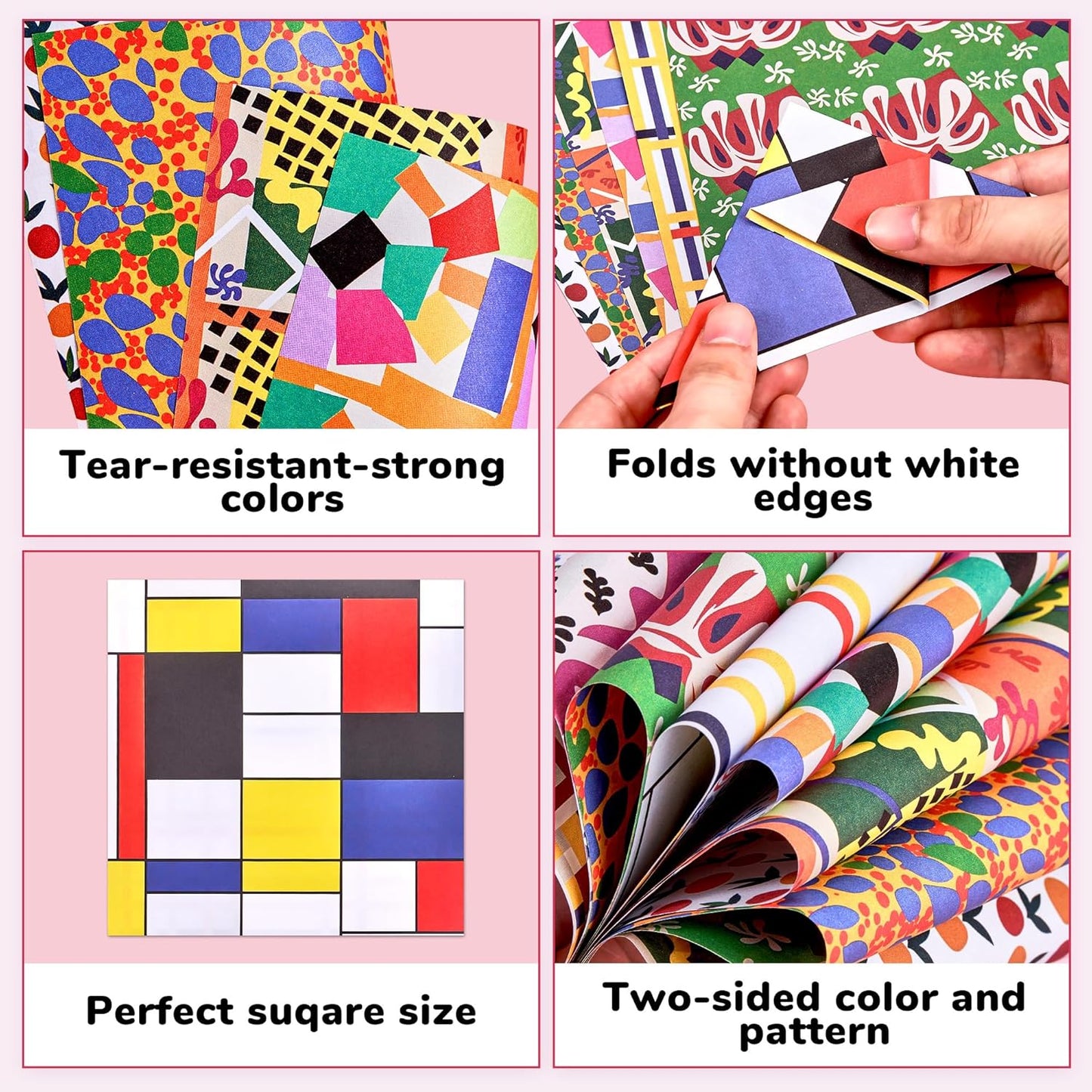 Origami Paper 6x6 Inches, 50 Sheets, Vintage Masterpiece & Impressionist Art, Mondrian Neo-Plasticism & Matisse - Fauvism,Double-Sided Folding Paper for Adult,Kids, Ideal for Scrapbooking, DIY Craft - Crafty Corner