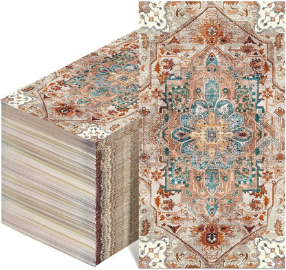 Yeaqee 100 Pcs Vintage Boho Napkins Paper Guest Towels 2 Ply Decoupage Napkins Disposable Decorative Hand Towel for Bathroom Kitchen Fall Wedding Party Dinner(Brick Red and Dark Blue)