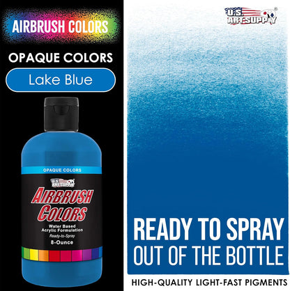 U.S. Art Supply Opaque Lake Blue Acrylic Special Effects Airbrush Paint - 8oz Ready to Spray Air Brush Paint for Nails, Models, Fabric - Water-Based Air Brush Painting
