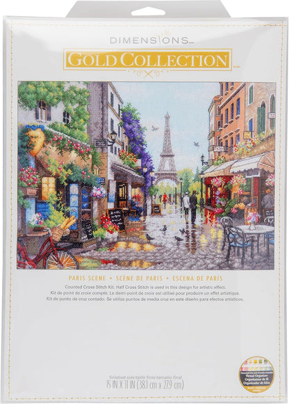 Dimensions Flowers for Sale Counted Cross Stitch Kit, 9" x 12", 14 Cnt. Light Blue Aida 5 Piece