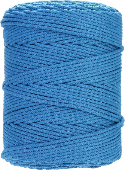 GOHOHOF Macrame Cord 3mm x 546yards Natural Macrame Cotton Rope Colored Macrame Rope Soft Cotton Cord Macrame Supplies Craft Rope Macrame Yarn for Plant Hanger Wall Hanger Dreamcatcher(Dodger Blue)