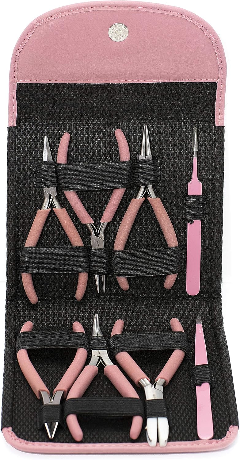 The Beadsmith Fashion Color Pliers – Set of 8 Slimline Color-Coordinated Tools – Matching Clutch in Bubblegum – Jewelry Making Supply Kit to Create Necklaces, Bracelets, Earrings & More - Crafty Corner