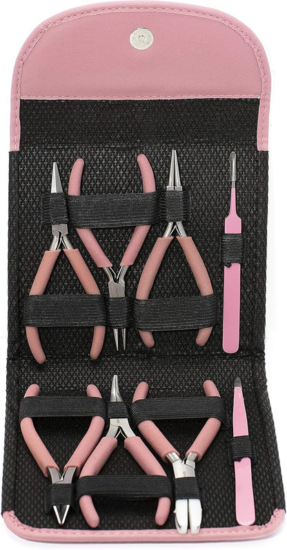 The Beadsmith Fashion Color Pliers – Set of 8 Slimline Color-Coordinated Tools – Matching Clutch in Bubblegum – Jewelry Making Supply Kit to Create Necklaces, Bracelets, Earrings & More - Crafty Corner