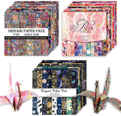 Origami 6x6 Paper Kit 150 Sheets 150 Vivid Colors Double Sided Same Printed Traditional Patterns Square for Arts Crafts Projects Japan Traditional Chiyo.Ethnic Style - Crafty Corner