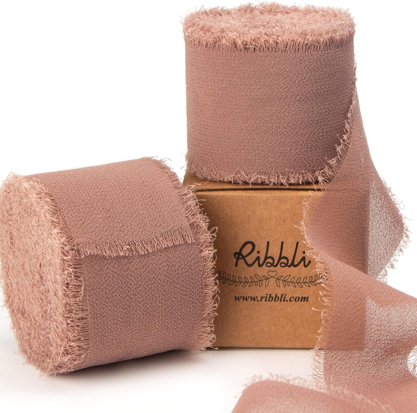 Ribbli Antique Mauve Chiffon Ribbon 1-1/2 inch x 20 Yard Handmade Fringe Chiffon Silk Ribbon,Black Ribbon for Wedding Invitations, Bridal Bouquets Wrapping, Flower Arrangement Decoration - Crafty Corner