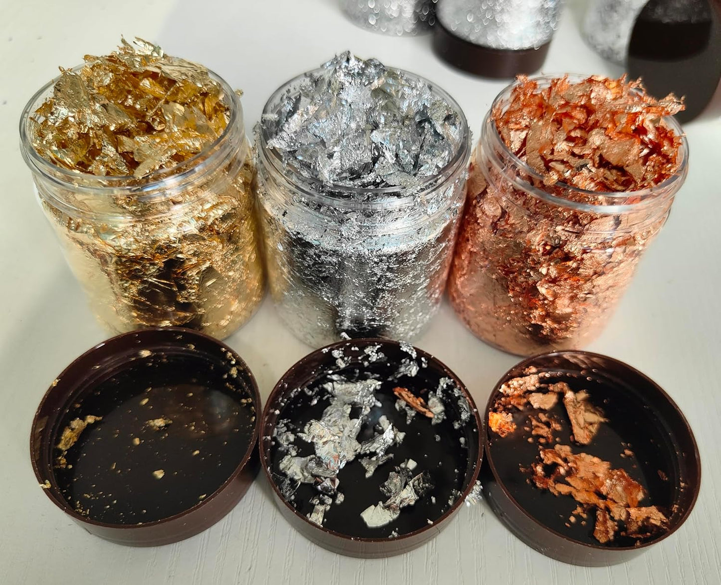 Gilding Flakes,Gold Foil Flakes for Resin,Blue Red Purple Pink Metallic Foil Flakes for Resin Jewelry Making,Nails,Painting Art,Crafts and Slime (Imitation Silver)