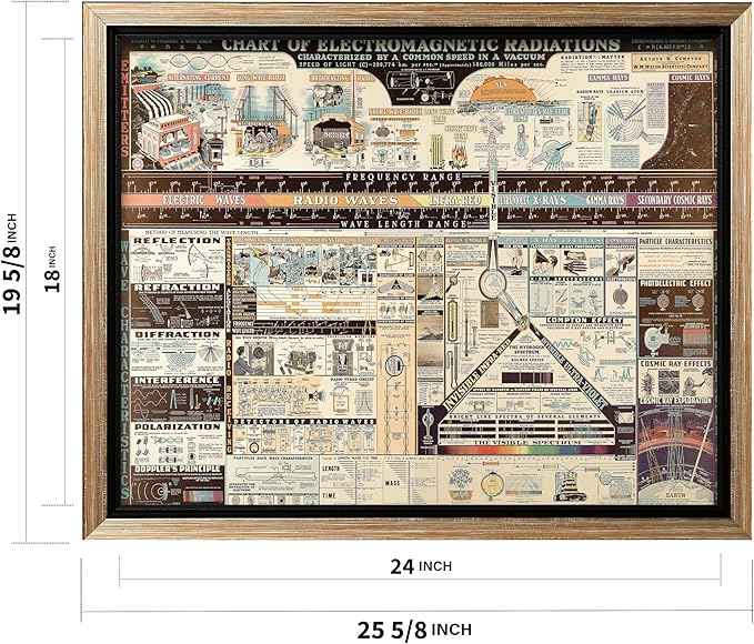 Poster Master Science Canvas - Chart of Electromagnetic Radiations Print - Electric Waves Art - Gift for Teacher, Student - Great Decor for Classroom, Library, Dorm - 18x24 Silver Framed Canvas