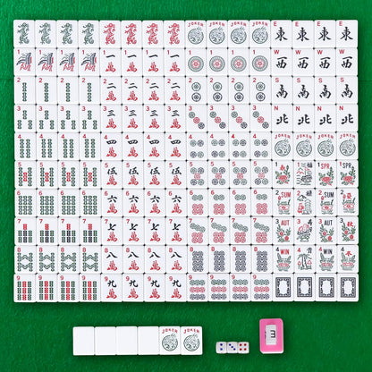 Smartxchoices 166 Tiles Mah Jongg Set American Mahjong, 4 All-in-One Mahjong Racks with Pushers, Mahjongg Game with Soft Velour Blue Bag, Western Mah Jongg Tiles