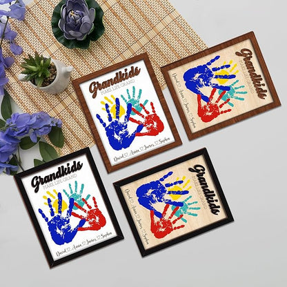 Grandma Birthday Gifts, Grandkids Handprint Sign with Paints, Art Prints Family Keepsake Mother's Day Thanksgiving Gift for Nana, Grammy, Craft Keepsake Wooden Frame, Family Gifts for New Grandma