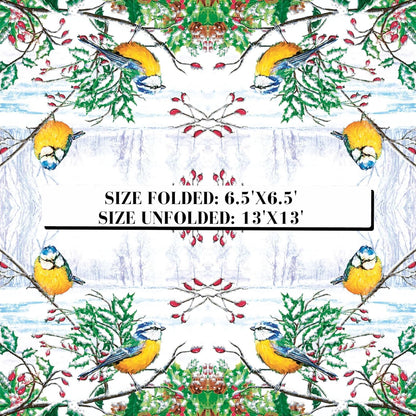 20-ct 13x13 Christmas Paper Decoupage Napkins, 3-Ply Servilletas Tissue Napkin for Dinner and Parties, Disposable Napkins (Winter Tits)