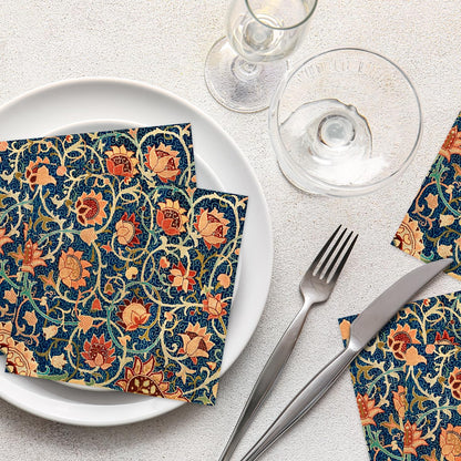 Quera 50 Pack William Morris Cocktail Napkins Vintage Floral Blue Paper Napkins Disposable Dessert Dinner Baby Shower Party Supplies Napkins Decorative -5 X 5 Inches