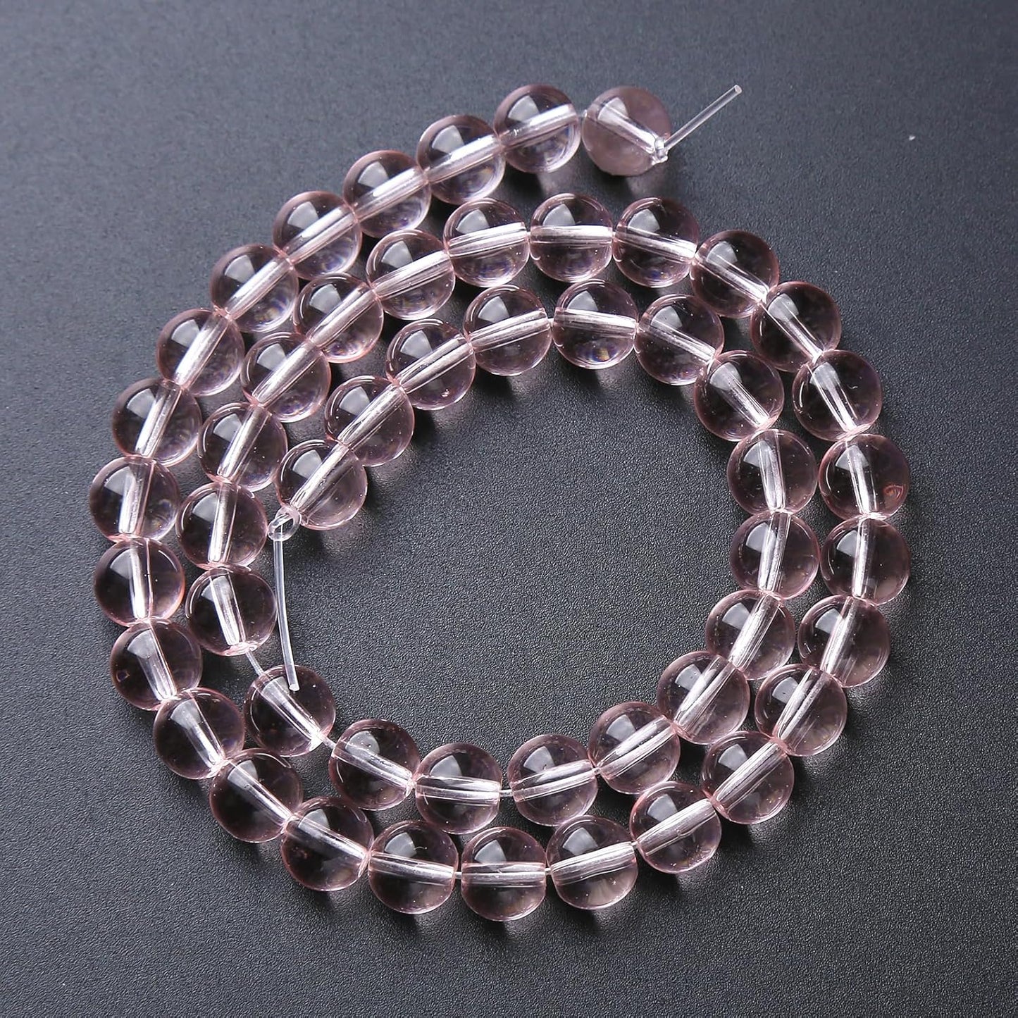 45pcs 8mm Pink Crystal Glass Beads Round Loose Spacer Beads for Jewelry Making DIY Bracelet Necklace Healing Power Stone Beads (Pink Crystal Glass, 8mm)