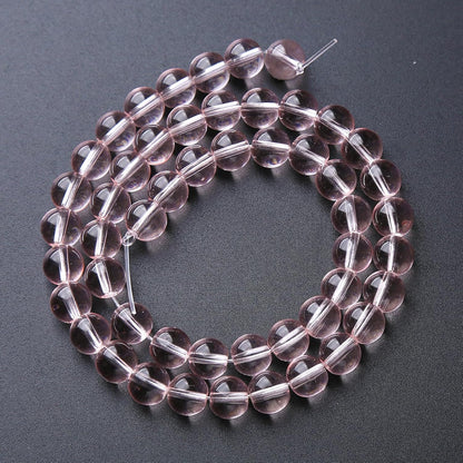 60pcs 6mm Pink Crystal Glass Beads Round Loose Spacer Beads for Jewelry Making DIY Bracelet Necklace Healing Power Stone Beads (Pink Crystal Glass, 6mm)