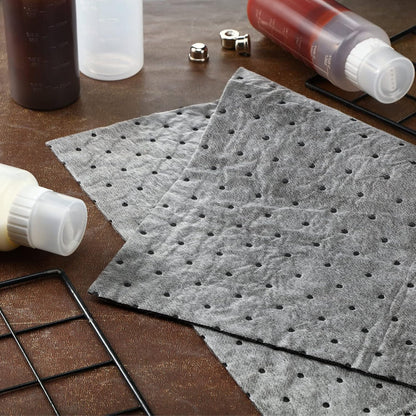Hoolerry Oil Absorbent Pads Weight Dimpled Pad Garage Accessories Water Absorbent Mat Oil Spill Mat for Absorbing Protecting Home Garage Basement(9.8 x 13 Inch,Impermeable Gray,100 Pcs)