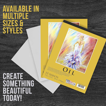 U.S. Art Supply 9" x 12" Premium Heavy-Weight Oil Painting Pad (2 Pack, 30 Sheets Total) - 90lb (190gsm) - Oil Pastel Paper for Students and Adults