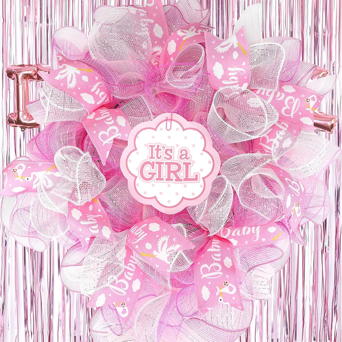 MEEDEE Pink Baby Ribbon for Baby Shower - 2.5 Inch Burlap Wired Ribbon for Diaper Cake, Welcome Home Baby Girl Shower Favors Gift Box Table Decor (10 Yards) - Crafty Corner