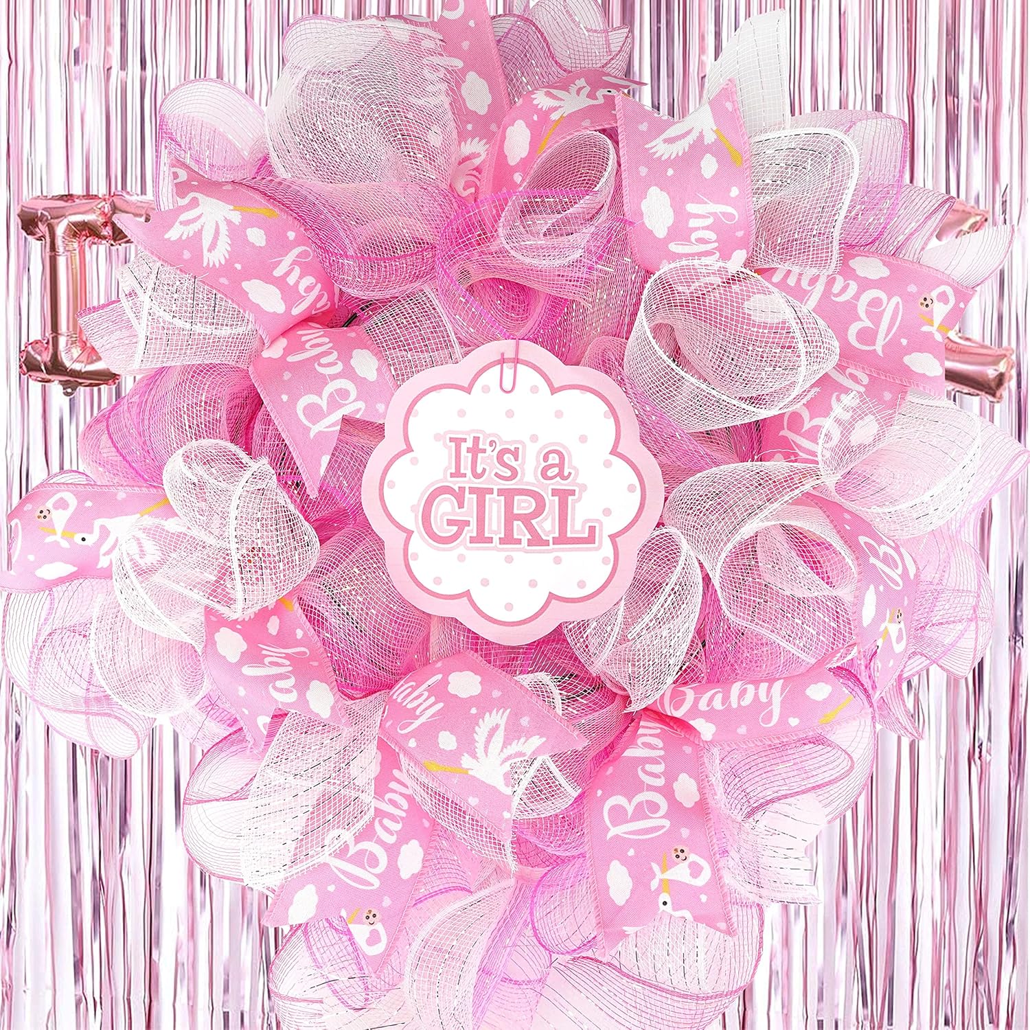 MEEDEE Pink Baby Ribbon for Baby Shower - 2.5 Inch Burlap Wired Ribbon for Diaper Cake, Welcome Home Baby Girl Shower Favors Gift Box Table Decor (10 Yards) - Crafty Corner