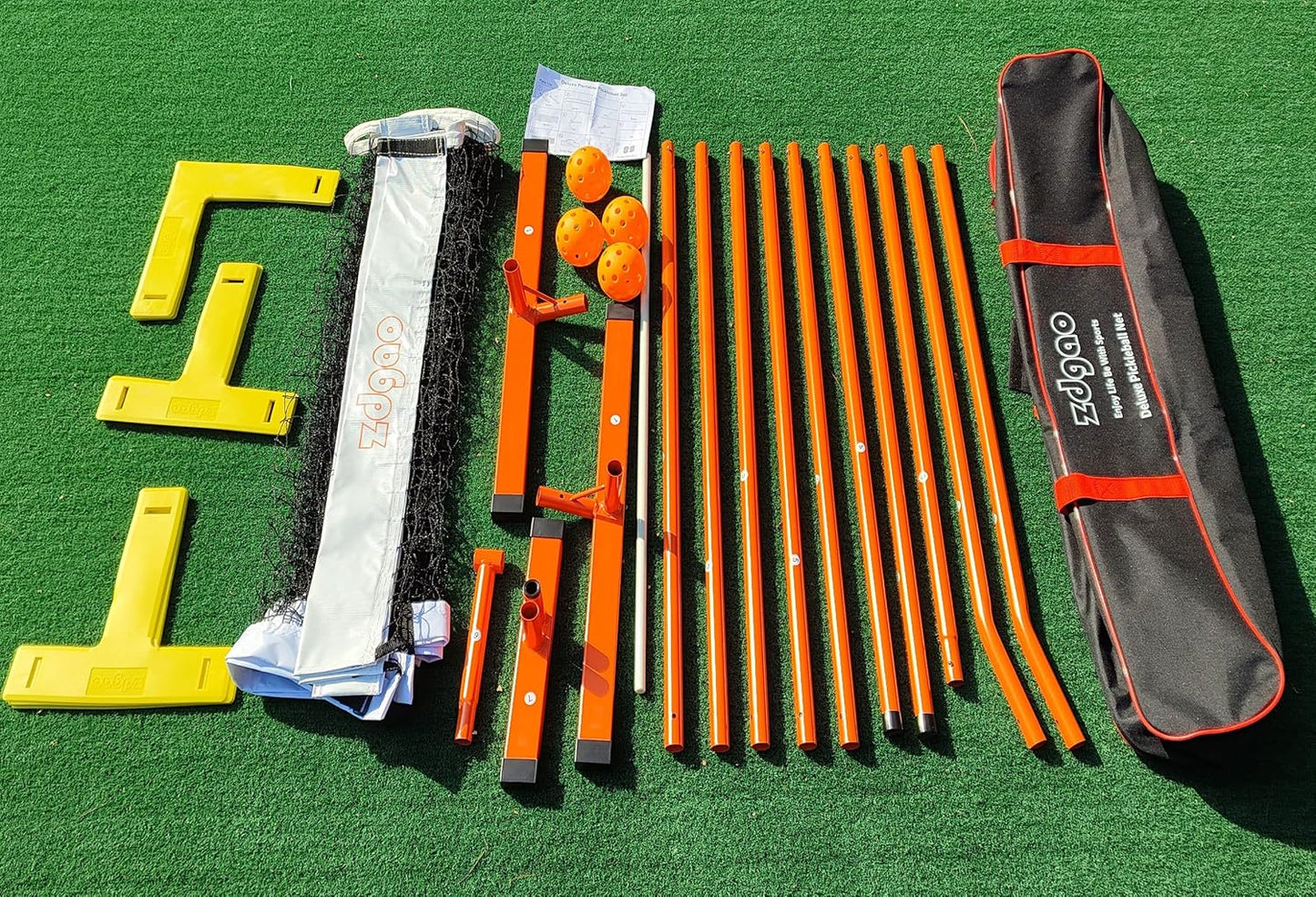 Zdgao Pickleball Set with Net for Driveway, 22 FT Regulation Size Pickle Ball Net Set with Pickleballs, Court Markers and Carry Bag, Steady Metal Frame for Outdoor, Indoor Court