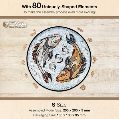 EWA Home Décor – Kois Small 80 Pieces – Wooden Jigsaw Puzzle for Adults – Perfect for Artistic Home Decoration and Mindful Relaxation