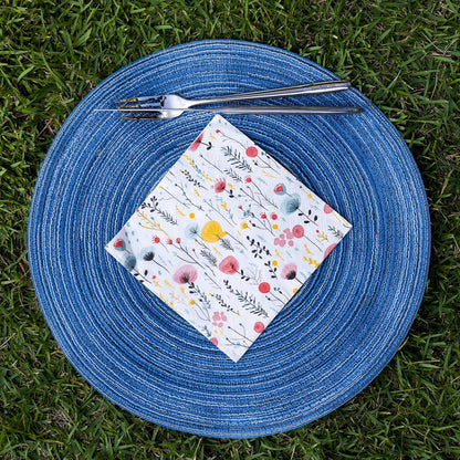 20 pcs Premium Designer Paper Napkins, 3-Ply 6.5x6.5-inches Disposable Decorative Fall Paper Guest Floral White Napkin for Wedding Birthday Anniversary Lunch Dinner Party Baby Shower