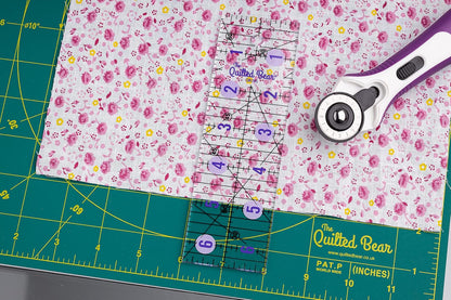 The Quilted Bear Quilting Rulers - Transparent Acrylic Non Slip Quilting, Patchwork & Sewing Ruler with Clear Black Lines & 30, 45 & 60 Degree Angles (3.5" x 18.5")