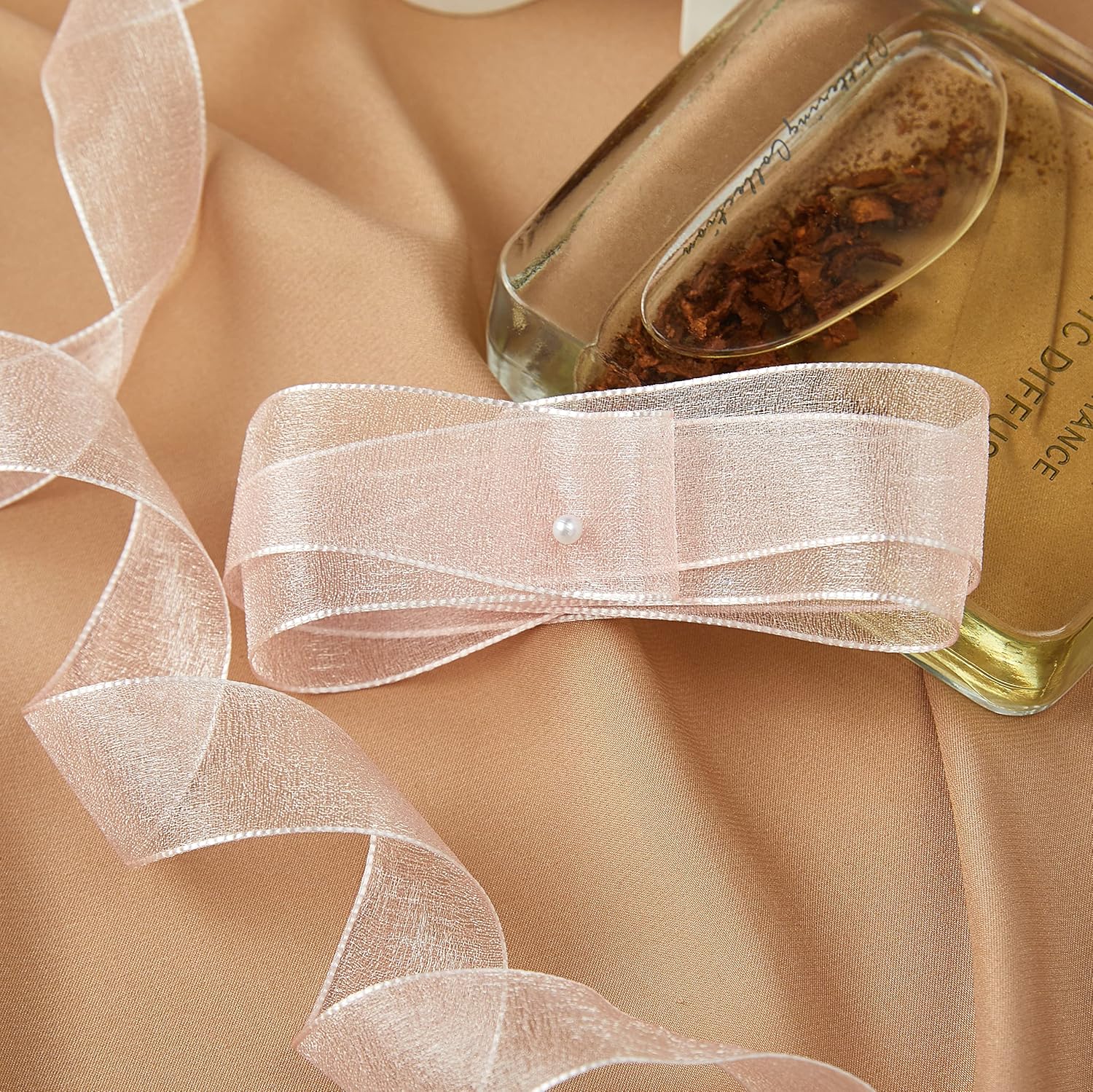 1 Inch Wide Sheer Chiffon Ribbon - Pearl Silk Woven Ribbon Suitable for Gift Wrapping, Wedding Decor, Home Decor, Girl Hair Accessories Handmade DIY (25 Yards/roll) (Baby Pink) - Crafty Corner