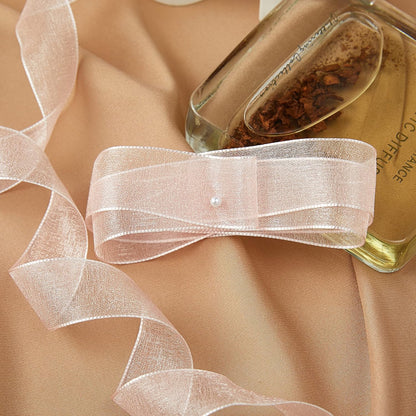 1 Inch Wide Sheer Chiffon Ribbon - Pearl Silk Woven Ribbon Suitable for Gift Wrapping, Wedding Decor, Home Decor, Girl Hair Accessories Handmade DIY (25 Yards/roll) (Baby Pink) - Crafty Corner