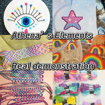Athena’s Elements Embroidery Floss | Rainbow Thread for Embroidery, Cross Stitch Thread, Customized Independent Packaging（100 Colors）(Mermaid Color Palettes)