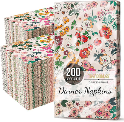 Trendables Floral Napkins for decoupage 200 Pcs 3 Ply floral paper napkins decorative Guest Towels Disposable Bathroom, Flower Design For Tea Party Decorations, Dinners & Weddings
