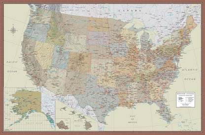 24x36 United States, USA Contemporary Premier Wall Map Poster (24x36 PAPER)
