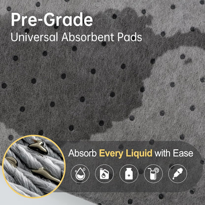 AAwipes Oil Absorbent Pads Universal for All Liquids Oil Spill Control Oil Absorbing Sheets for Garage Grey 100 Pack 15" X 20" OG1520-100