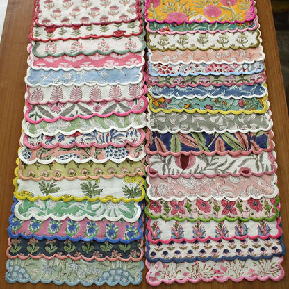 Ridhi Mix Random Hand Block Print Napkins 9" x 9" Set of 6 Reusable Cotton Dinner Napkins for Weddings, Parties & Everyday Dining, Thanksgiving, Christmas, Fall
