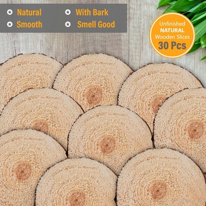 Wood Slices in Mesh Bag for Crafts DIY Projects Rustic Wedding Decorations Ornaments Coasters Tags Home Decor (Natural)