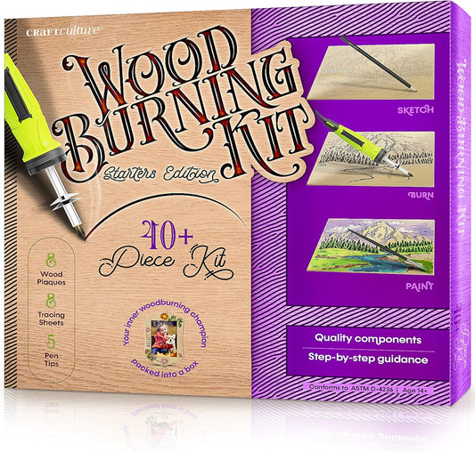 Craft Culture Beginners Wood Burning Kit for Kids and Teenage Boys & Girls Gifts for Boy or Girl Craft Projects Birthday Gift Idea for Older Children Teen Woodburning DIY Hobby Kits Art Activities - Crafty Corner